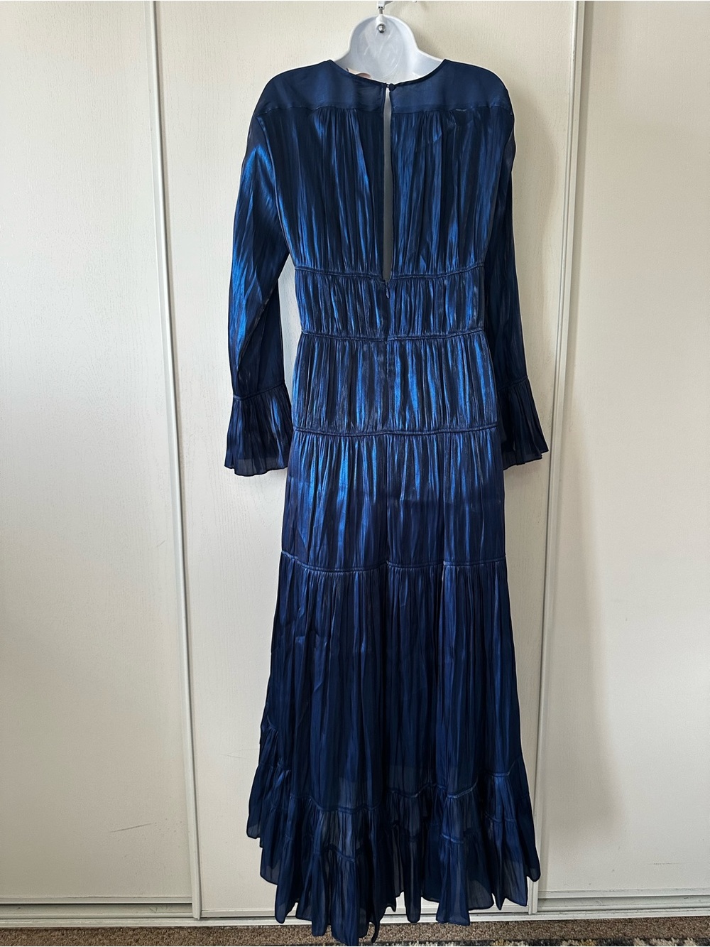 CINQ a SEPT Blue Romantic Nina Hi Lo Midi Tiered Ruched Eclipse Dress- Size 6 - Picture 4 of 12